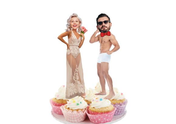 Toppers Noivo e Noiva com Foto para Decoração dos Doces,