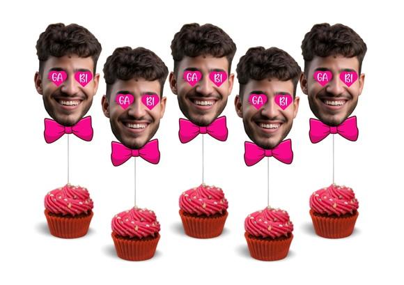 Toppers Noivo com Foto e Nome da Noiva para Chá Lingerie