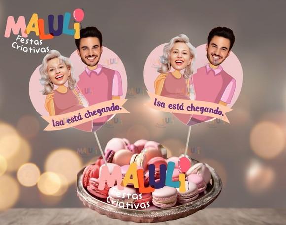 Toppers para Chá de Bebê Tags Chá Revelação com Fotos Menina