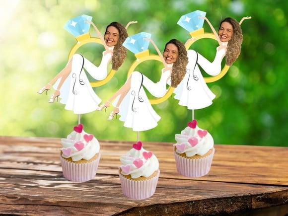 Toppers para Despedida de Solteira com Sua Foto para Doces