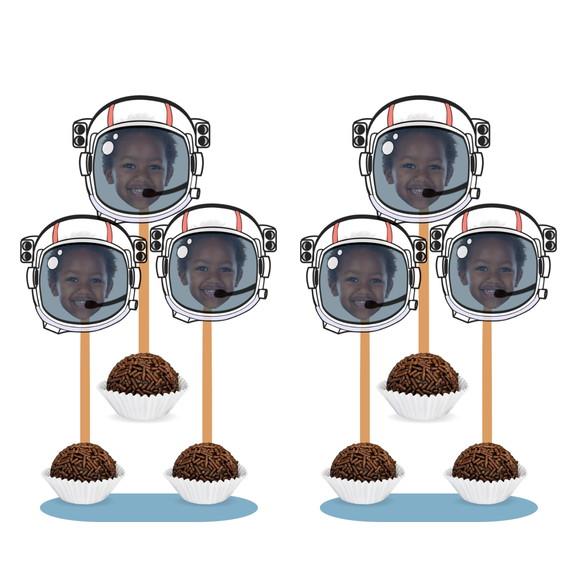 Toppers para Doces Astronauta Espaço Galáxia