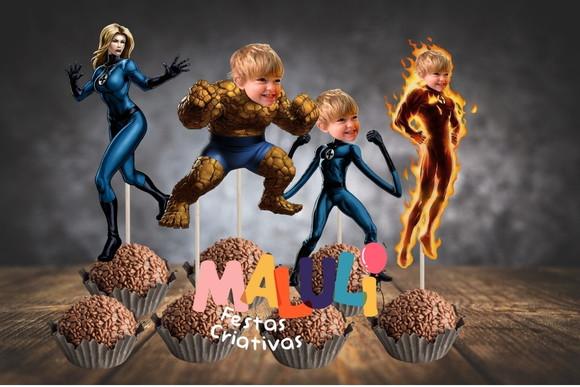 Toppers para Doces Quarteto Fantástico com Foto