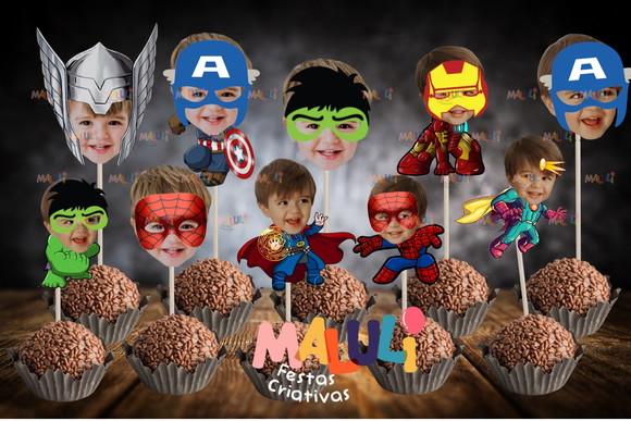 Toppers Super-heróis com Foto de Rostinhos.