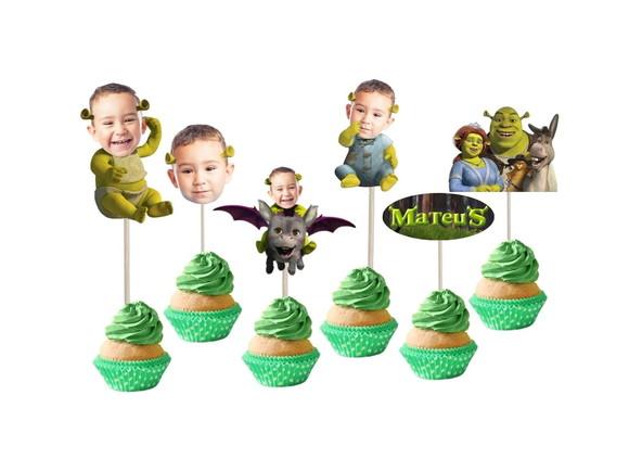 Toppers Shrek com Sua Foto para Docinhos, Cupacakes e Salgad