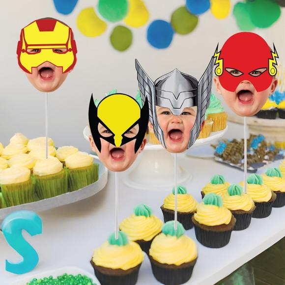 Toppers Super-heróis com Foto de Rostinhos.