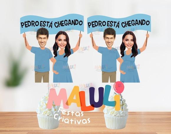 Toppers Tags Doces para Chá de Bebê Menino com Fotos + Nome