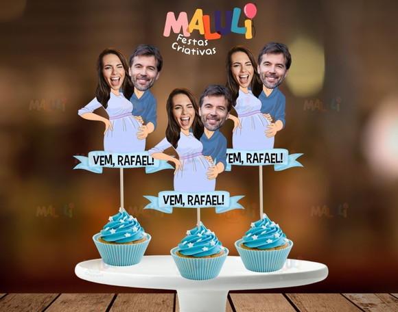 Toppers Tags Doces para Chá de Bebê Menino com Fotos + Nome