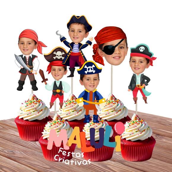 Toppers Tags Pirata com Sua Foto para Docinhos