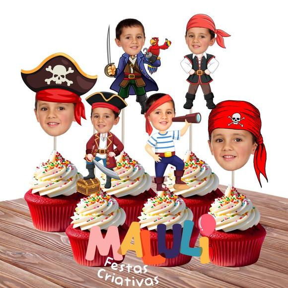 Toppers Tags Pirata com Sua Foto para Docinhos