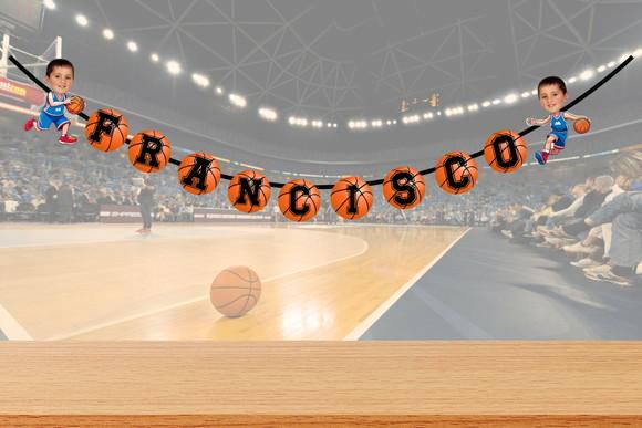 Varal Bandeirola com Nome do Aniversariante Basquete