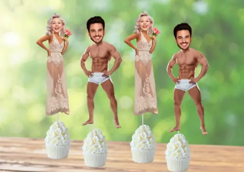 Casal de Noivos com Foto para Despedida de Solteira em Doces