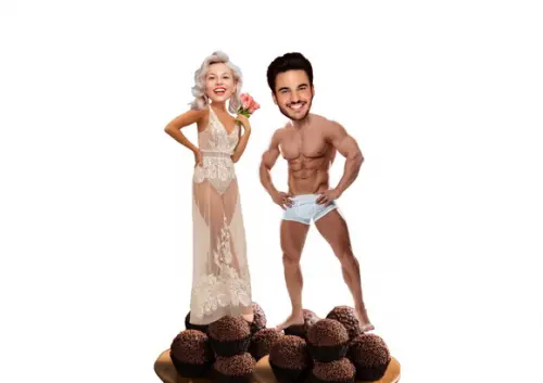 Casal de Noivos com Foto para Despedida de Solteira em Doces