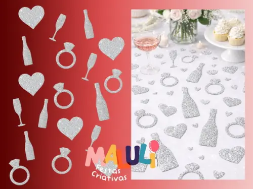 Contetes de Glitter para Mesa Despedida de Solteira Chá Bar