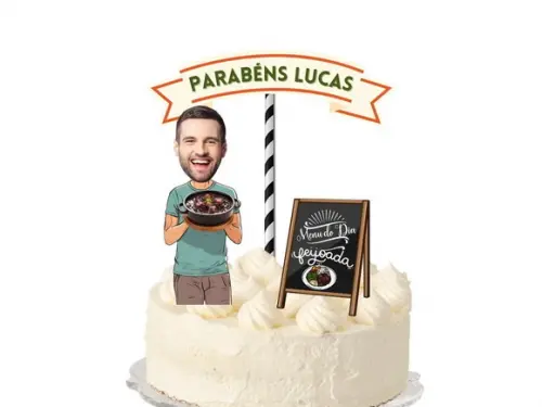 Feijoada! Topo de Bolo com a Sua Foto no Tema Feijoada