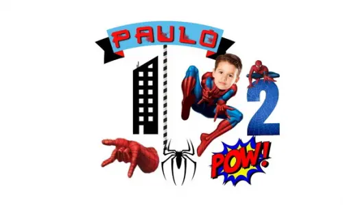 Homem Aranha Topo de Bolo + 20 Toppers com Fotos Rostinhos
