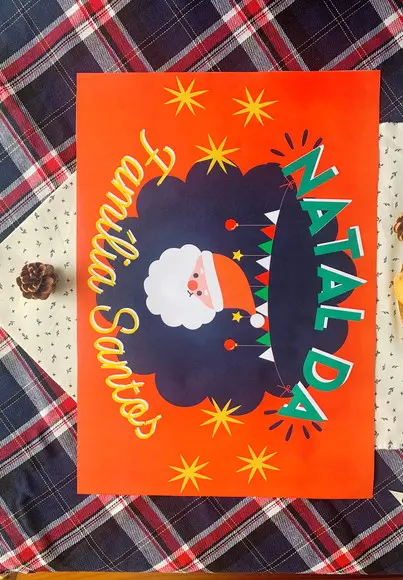 Kit Mesa Posta Ceia de Natal Personalizada + Nome da Família
