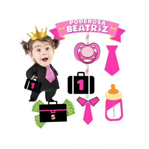 Kit Porderosa Chefinha com Foto Topo de Bolo + 20 Toppers