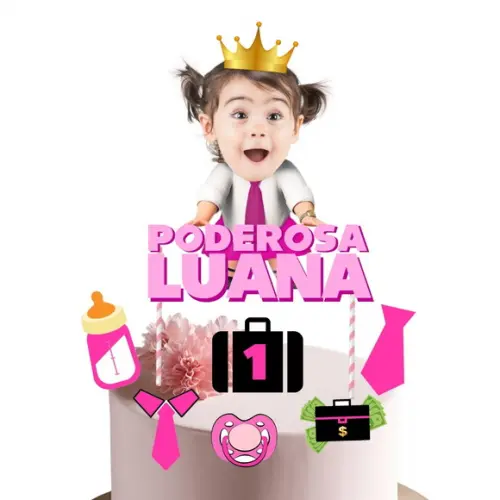 Kit Porderosa Chefinha com Foto Topo de Bolo + 20 Toppers