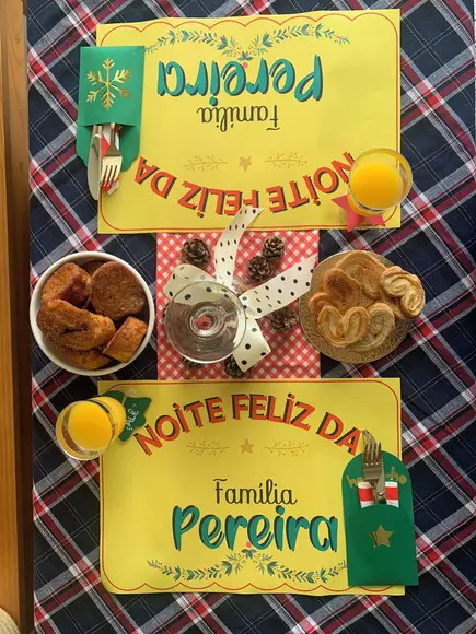 Mesa Posta Ceia de Natal Personalizada com o Nome da Família