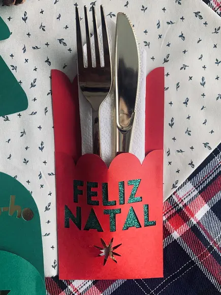 Porta Talher Natalino para a Ceia - Noite Feliz
