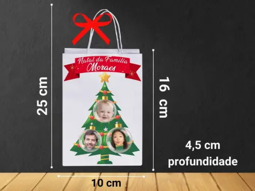 Sacolinha de Natal com Foto da Família para Lembranças
