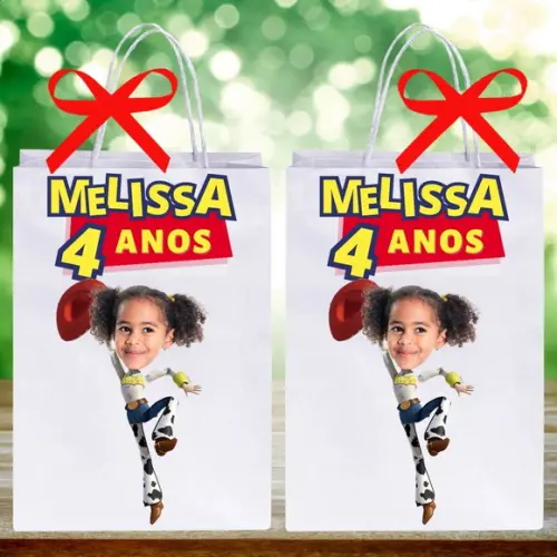Sacolinha Toy Story. Sua Foto na Jessie. Lembrancinha Menina