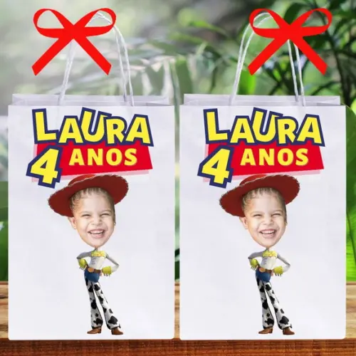 Sacolinha Toy Story. Sua Foto na Jessie. Lembrancinha Menina