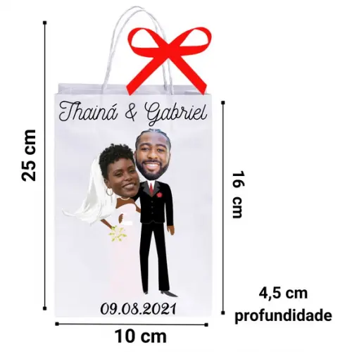Sacolinhas com Fotos Rosto Noivos para Lembranças