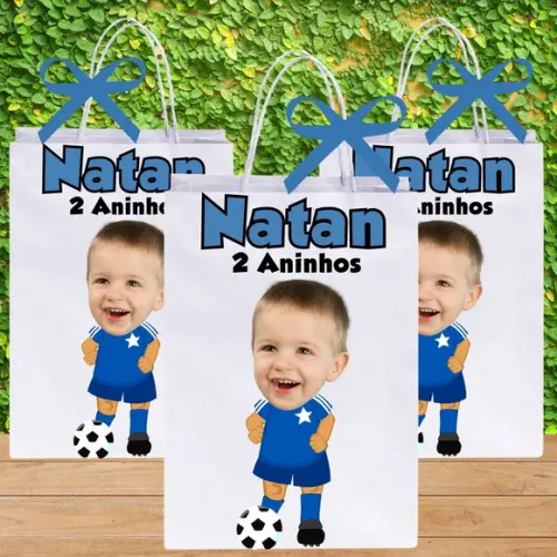 Sacolinhas com Sua Foto Jogador de Futebol