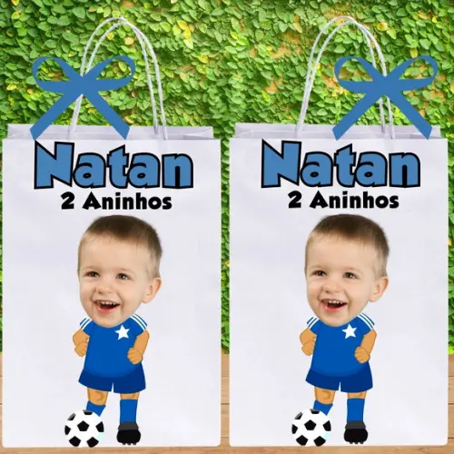 Sacolinhas com Sua Foto Jogador de Futebol