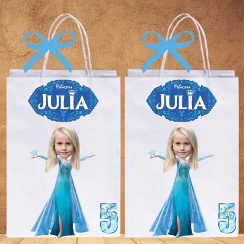 Sacolinhas Frozen com Sua Foto na Elsa!