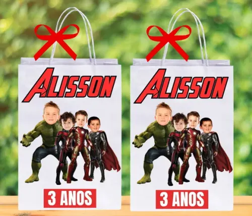 Sacolinhas para Lembrancinhas Vingadores com Sua Foto