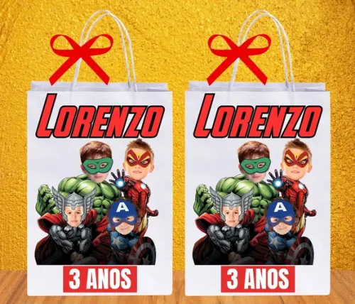 Sacolinhas para Lembrancinhas Vingadores com Sua Foto