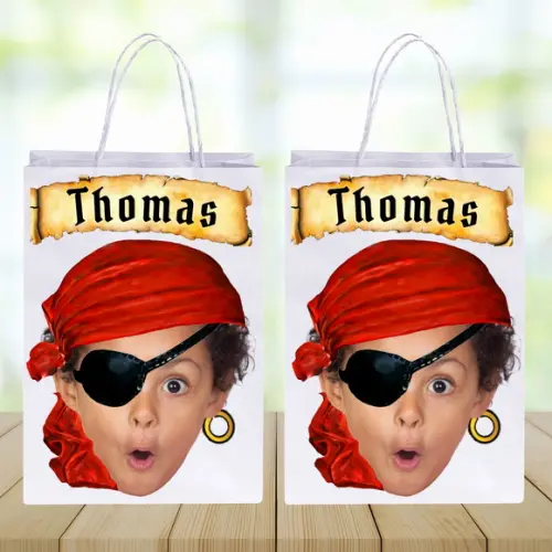 Sacolinhas Personalizadas com Foto+nome+idade Pirata 4