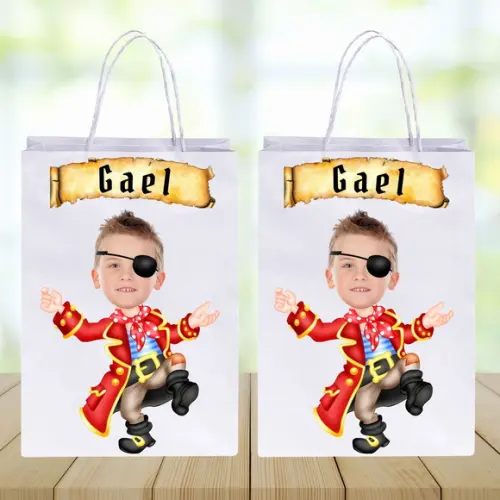 Sacolinhas Personalizadas com Foto+nome+idade Pirata 3