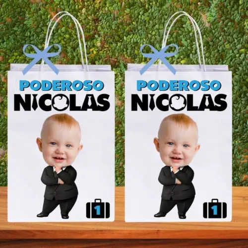 Sacolinhas Personalizadas Poderoso Chefinho com Foto e Nome