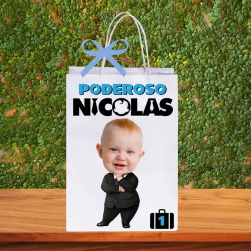 Sacolinhas Personalizadas Poderoso Chefinho com Foto e Nome