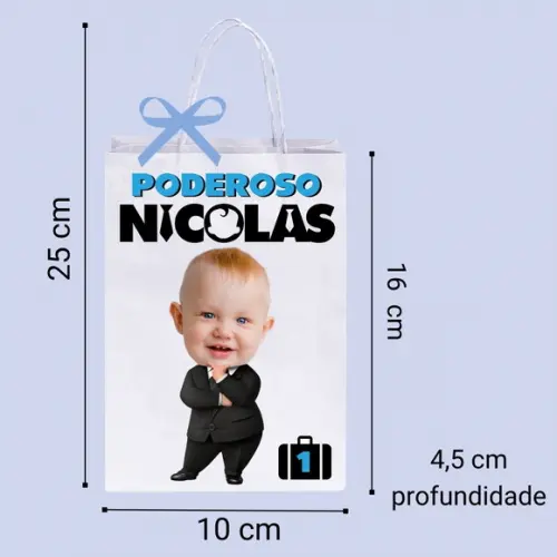Sacolinhas Personalizadas Poderoso Chefinho com Foto e Nome