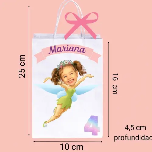 Sacolinhas Personalizadas Sininho Tinkerbell com Foto.