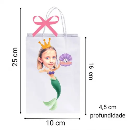 Sacolinhas Personalizadas Sereia com Foto.