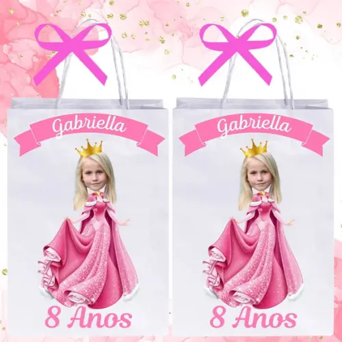 Sacolinhas Princesas com Sua Foto Princesa Aurora