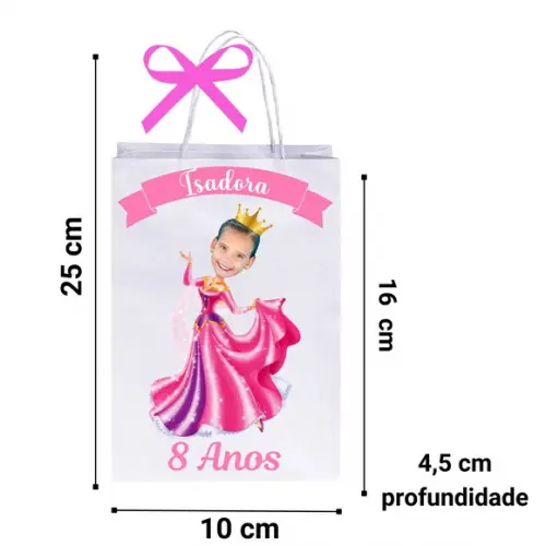 Sacolinhas Princesas com Sua Foto Princesa Aurora