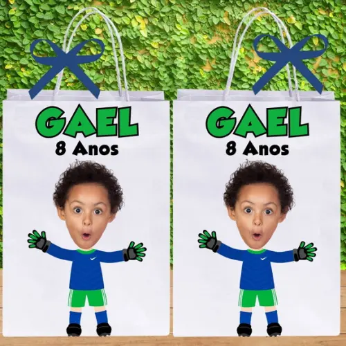 Sacolinhas Sua Foto + Nome + Idade Tem Futebol