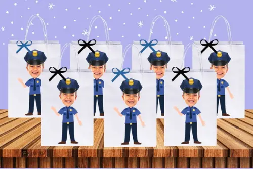 Sacolinhas Surpresas Personalizadas com Foto Tema Polícia
