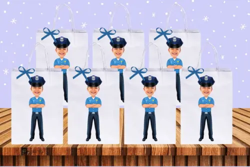 Sacolinhas Surpresas Personalizadas com Foto Tema Polícia
