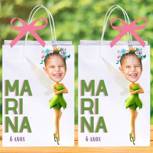 Sua Foto na Tinker Bell Sacolinhas Personalizadas Sininho
