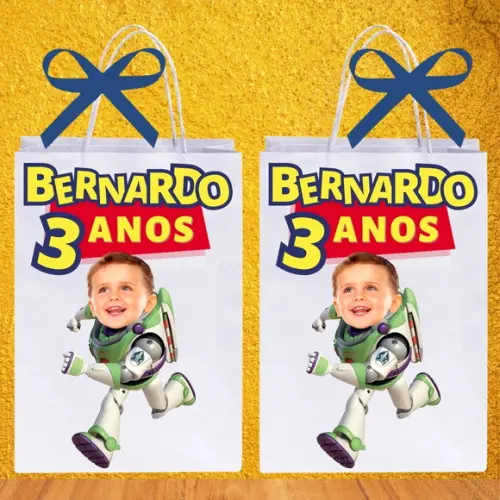 Sua Foto no Buzz do Toy Story! Sacolinhas para Festa