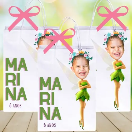 Sua Foto na Tinker Bell Sacolinhas Personalizadas Sininho