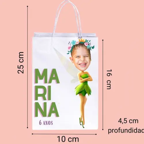 Sua Foto na Tinker Bell Sacolinhas Personalizadas Sininho