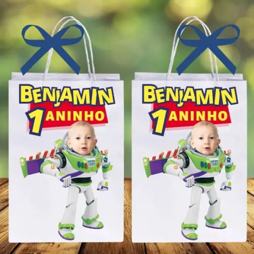 Sua Foto no Buzz do Toy Story! Sacolinhas para Festa